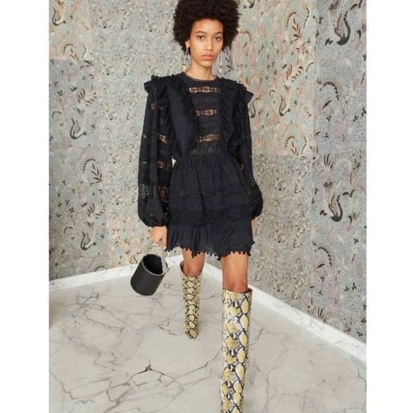 Ulla Johnson Jolie Black Lace Long Sleeve Dress SZ 4 - Picture 2 of 14